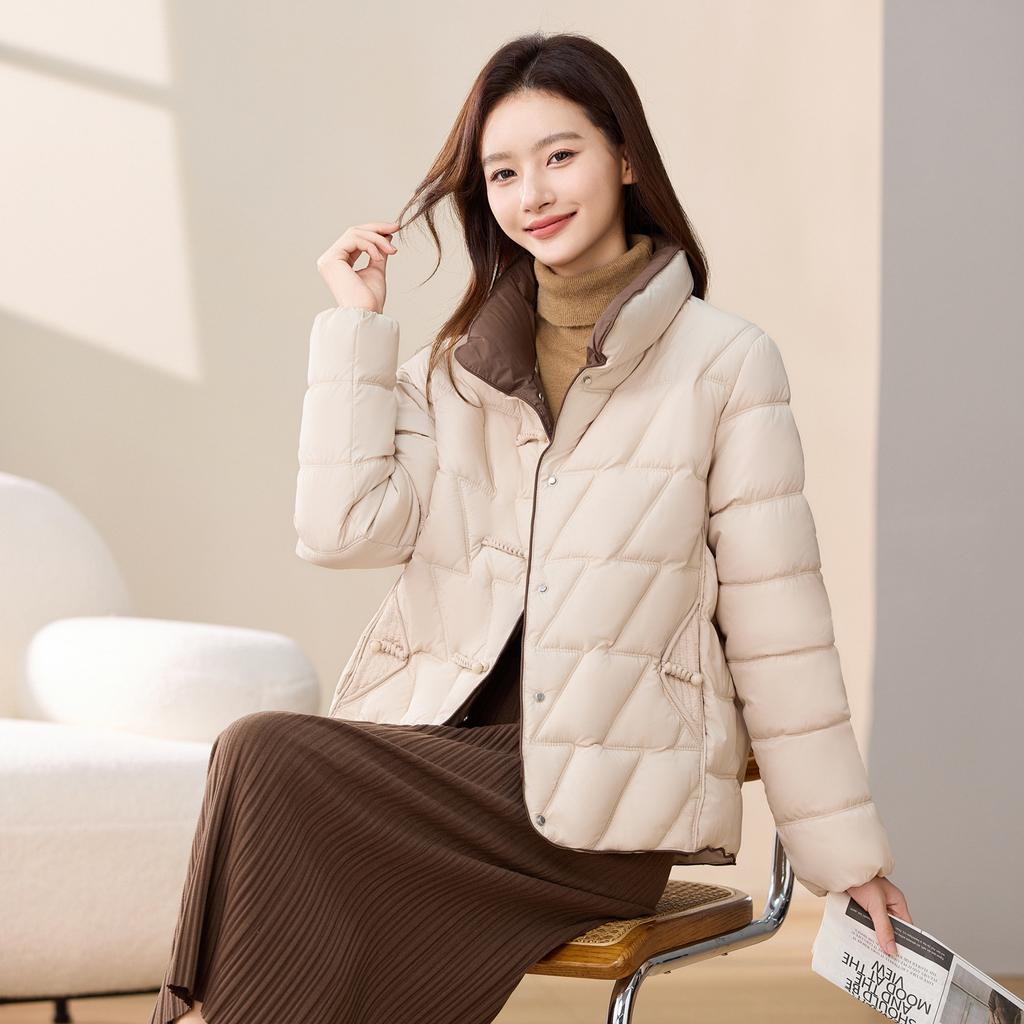 New multi-color stand-up collar short down cotton clothes women's fashion warm temperament new Chinese design thick coat