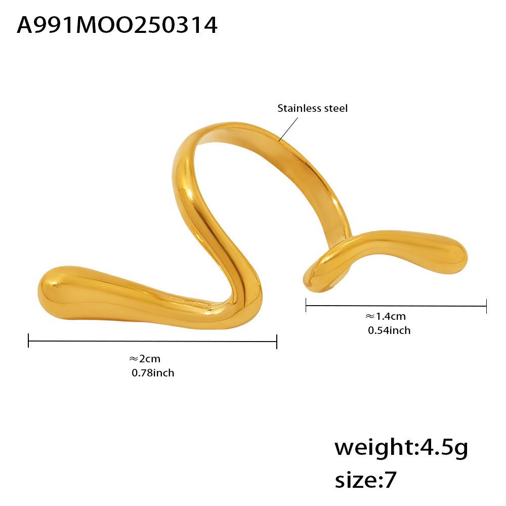 1 Piece 18k Gold Plated Irregular Geometric Lines Ring Women's Minimalist Niche Design Stainless Steel Colour Retention Ring