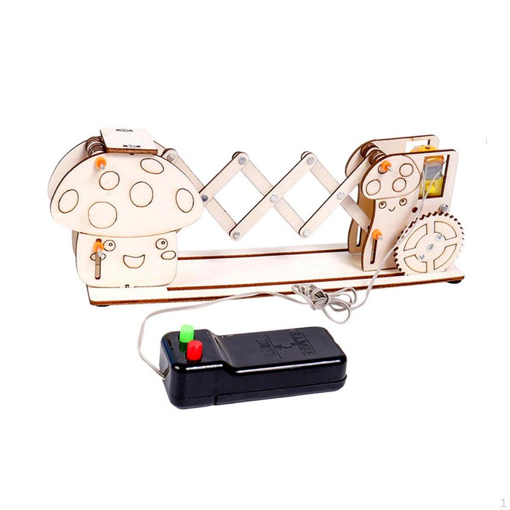 3D Wooden Puzzle Building Toys Electric Telescopic Door Model Physics Experiment with Switch Science