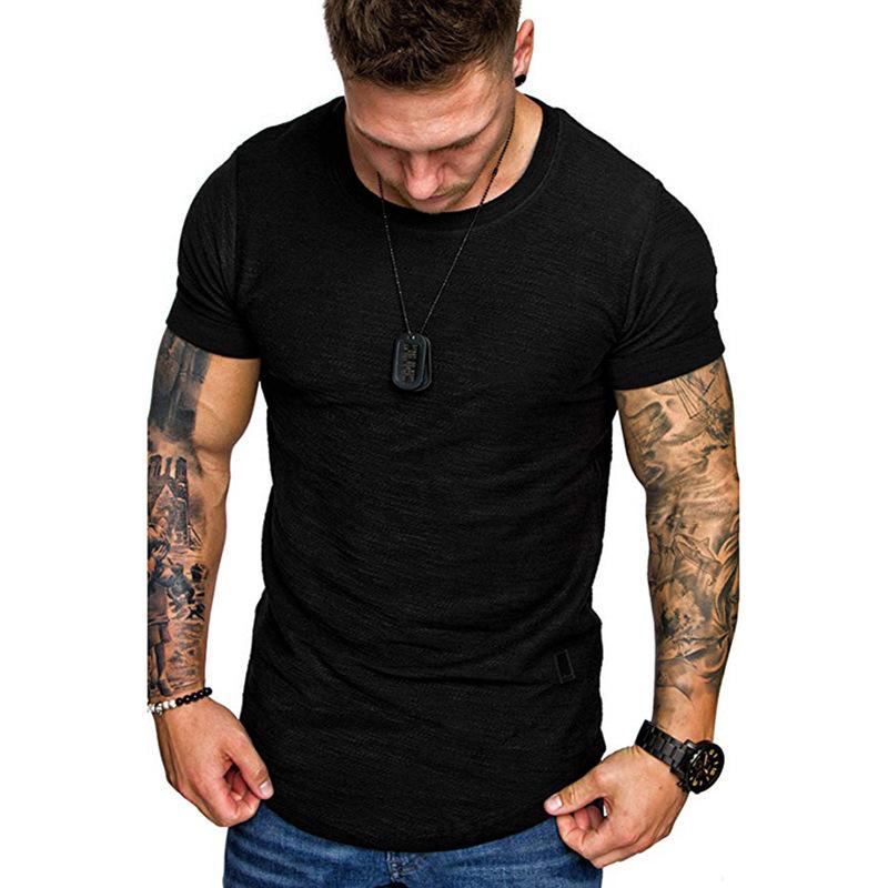 Men's Summer Solid Crew Neck Top Fashion Casual Short Sleeve T-Shirt