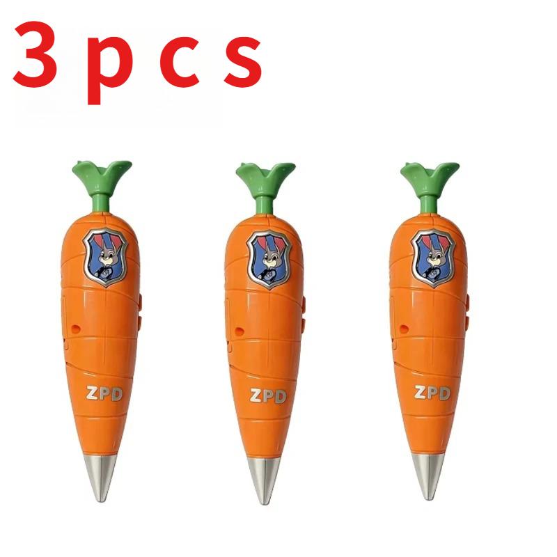 Hot Zootopia 2 Carrot Recorder Pen | Judy & Nick Style For Kids | 60S Mini Recorder | 2-In-1 Gel Pen Stationery Kids Gift