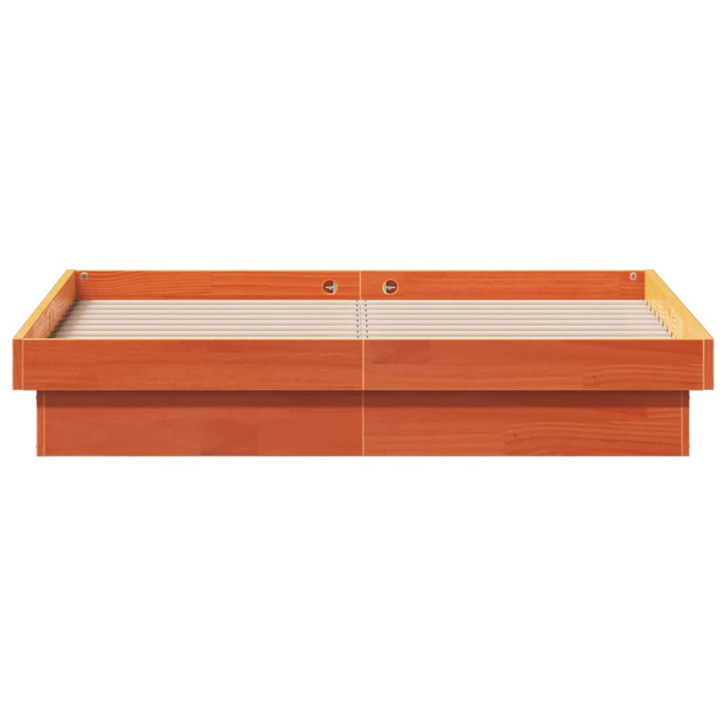 Vidaxl Rama Łóżka Z Led, Woskowy Brąz, 140X200 Cm, Lite Drewno Sosnowe