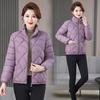 Large size light and thin new fashion stand-up collar solid color cotton-padded jacket femininity mother warm down cotton jacket cotton-padded jacket