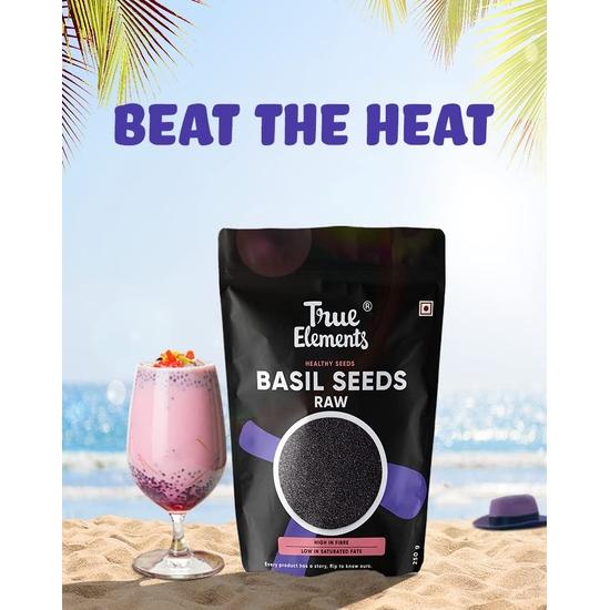 True Elements Семена базилика 500 г - Семена сабджи | Семена тукмарии | Семена для еды | Семена фалуды | Победите жару с семенами сабджи