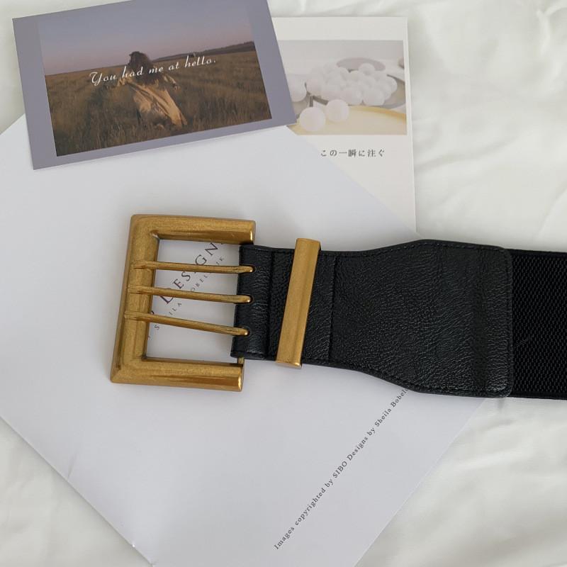 Chic Wide Waist Belt For Women Street Style With Unique Square Buckle Design