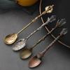6 Pcs Royal Retro Sets Palace Style Table Decoration Flatware Dessert Spoon Coffee Spoons Metal Carving Fruit Fork