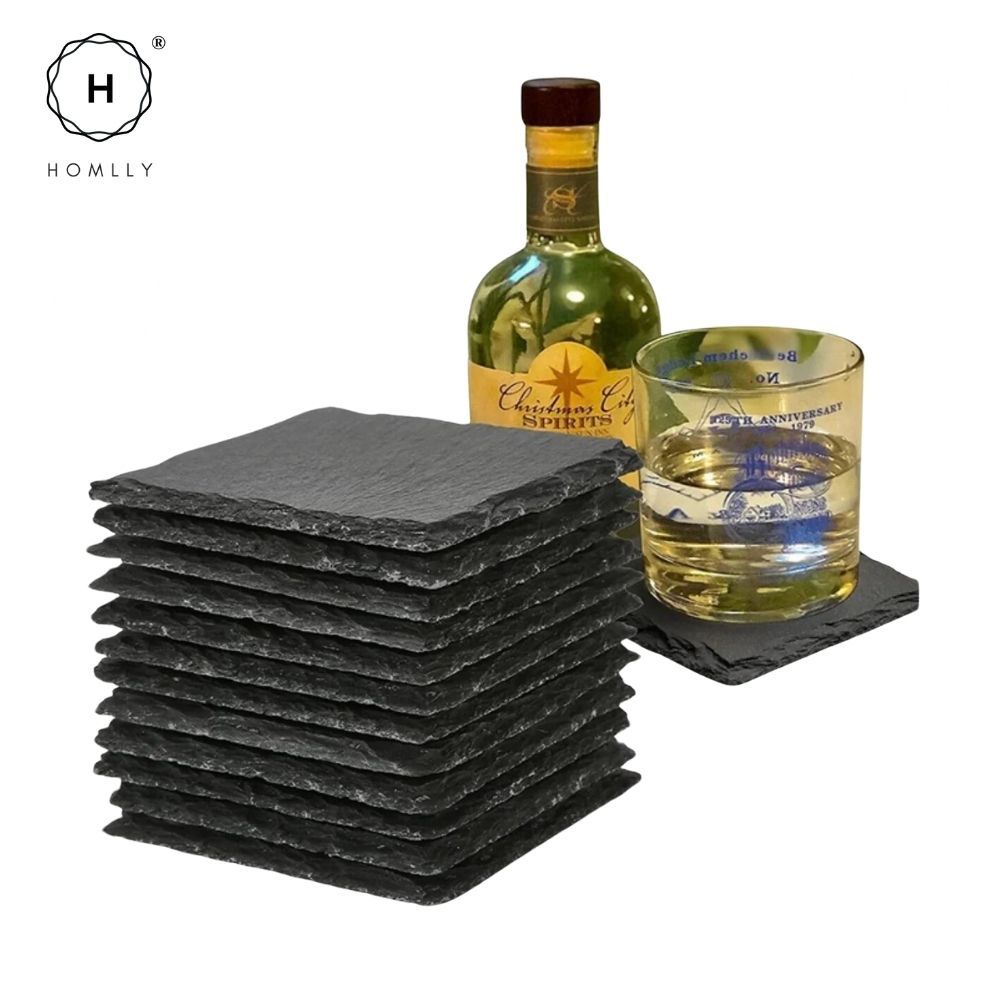 HOMLLY Подставки под напитки из сланца (Набор из 4 шт.)