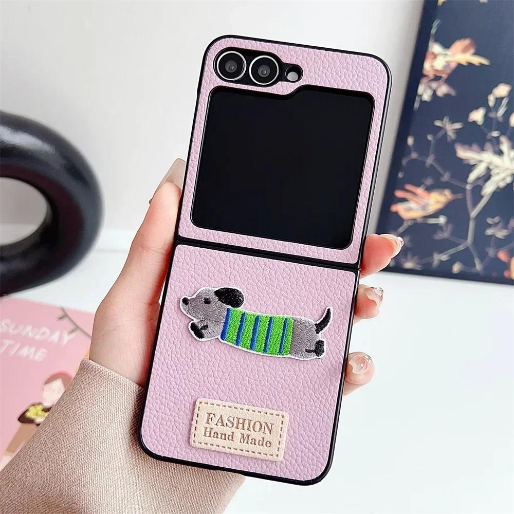 Мультяшный противоударный кожаный чехол для телефона Samsung для Galaxy Z Flip 7 FE 6 5 4 3 Flip6 Flip5 Flip4 Flip7 5G Защитная крышка