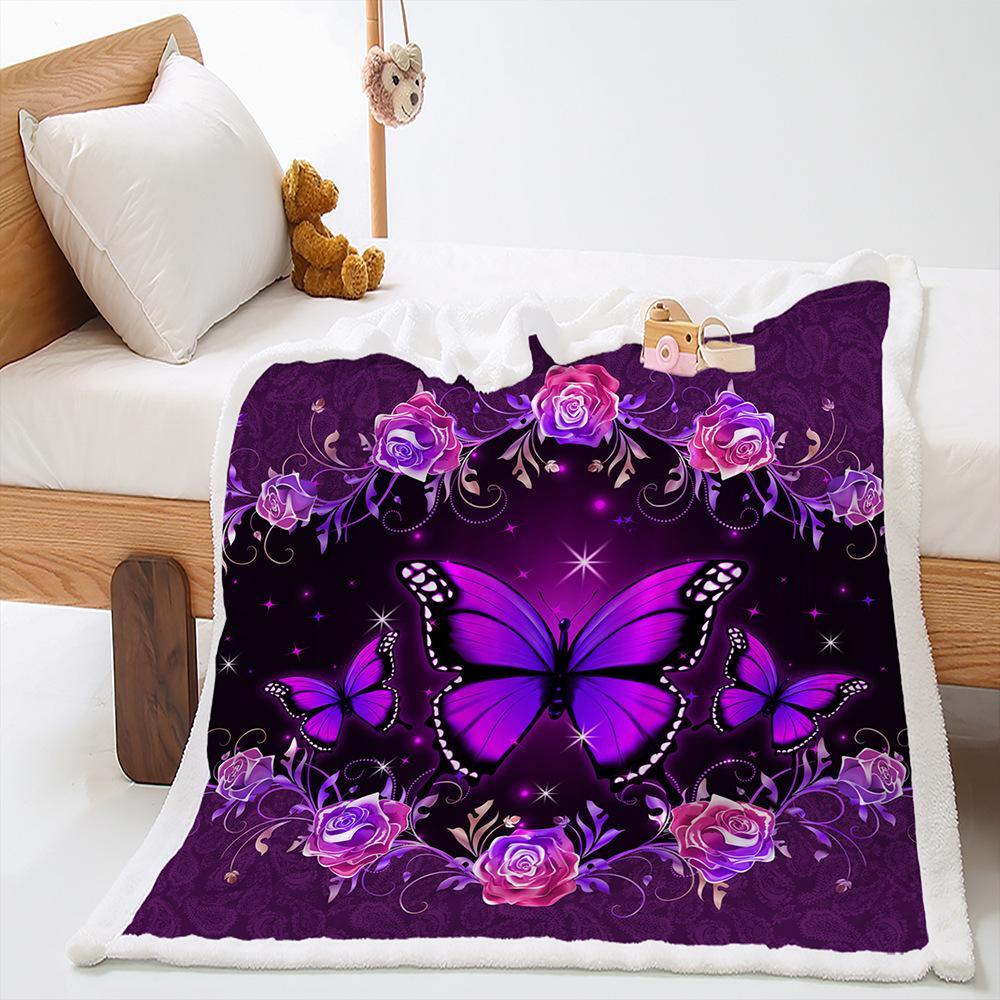 Blanket Butterfly Animal Flower Blanket Lamb Fleece Crystal Fleece Blanket Blanket Universal