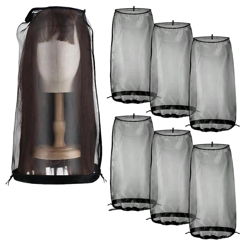 3 шт. Унисекс Взрослый Пыльник для парика Регулируемый со шнурком Портативный дорожный органайзер для защиты парика от грязи и пыли для упаковки