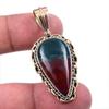 Natural Bloodstone Gemstone 925 Solid Sterling Silver TwoTone Pendant 1.75" l1I38