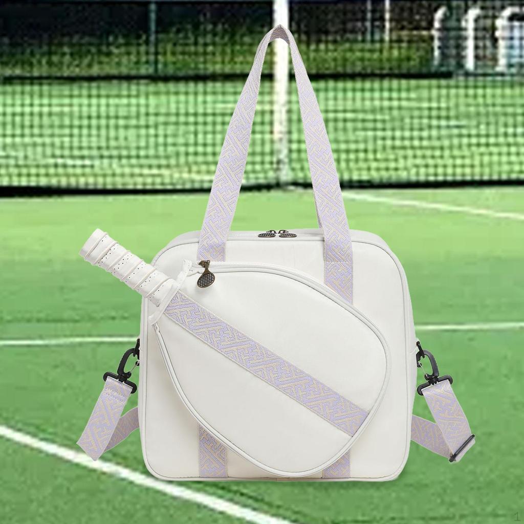 Pickleball Bag Tennis Racket Shoulder with Strap Large Sports Handbag Tote for 2