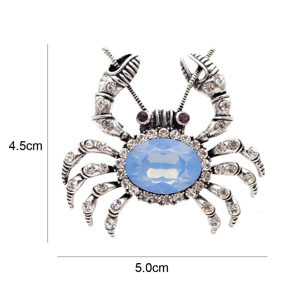 Blucome Fashion Large Crab Shape Brooches Gold Color Crystal Jewelry Pins Women Children Clothes Accessories Scarf Buckles