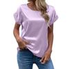 Spring and Summer New Women's Short Sleeve Satin Shirt Loose Casual Round Neck Colored Ding T-shirt Women