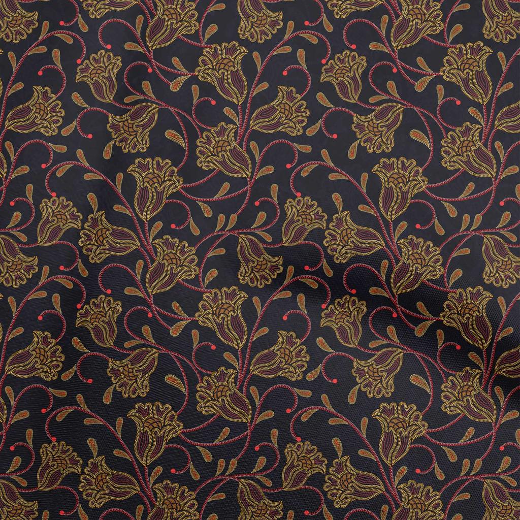 oneOone Cotton Flex Gray Fabric Dotted Floral Diy Clothing Quilting Fabric Print Fabric By Yard 40 Inch