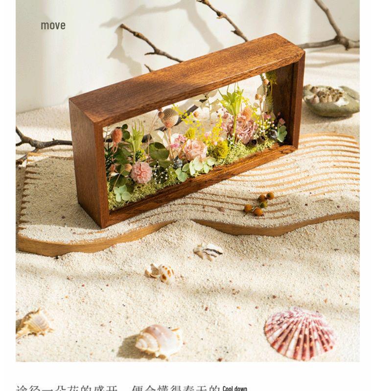 Eternal Flower Solid Wood Frame DIY Kit: Handmade Dried Flower Ornament for Team Building & Gifting