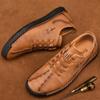 Men's Leather Handmade Driving Shoes Lace Up Flat Shoes Comfortable Large Outdoor Casual Shoes