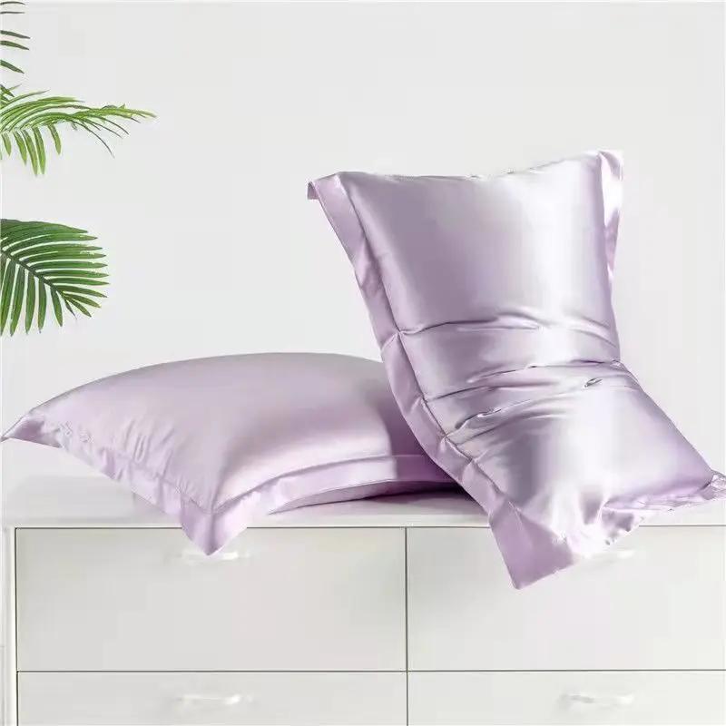 Pillowcase Silk Pillow Covers Silky Satin Hair Beauty Pillow case Comfortable Pillow Household Decoration wholeStandard/Queen 2PC