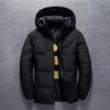 Outdooor Men Down Jacket White Duck Down Thick Warm Hooded Casual Coat Detachable Hat Solid Color Outerwear