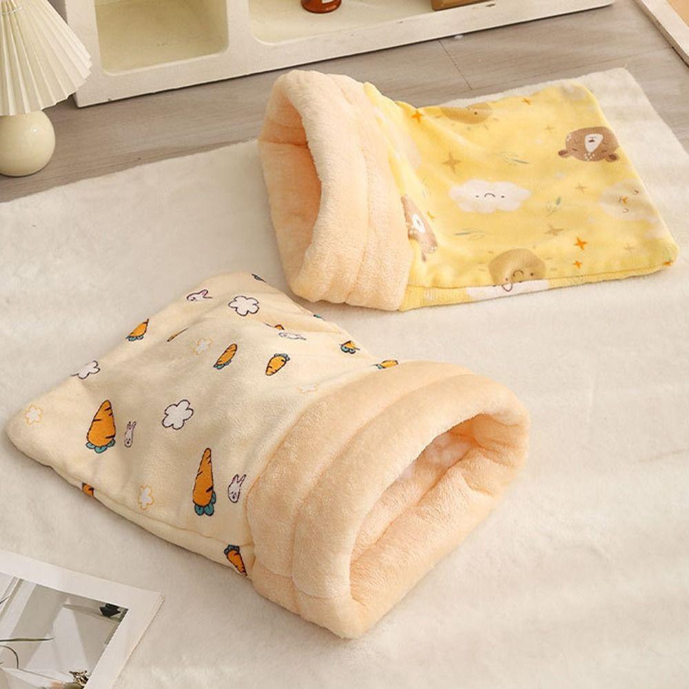 Plush Cat Sleeping Bag Thickened Kitten Quilt Bed Cute Cat Cave Bed  Pet Supplies