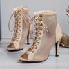 New Sexy Women's High Heels Hollow Mesh Sandals Summer Fashion Trend Comfort Peep Toe Boots Stilettos Jazz Dance Female Shoes