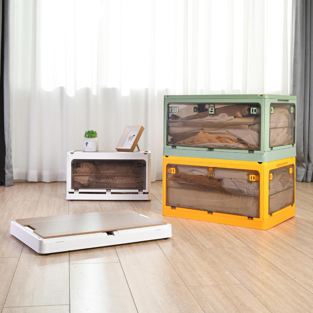 Plastic Folding Storage Box - Dustproof Quilt, Magazine, and Stationery Organizer for Home, Bedroom, and Dormitory.