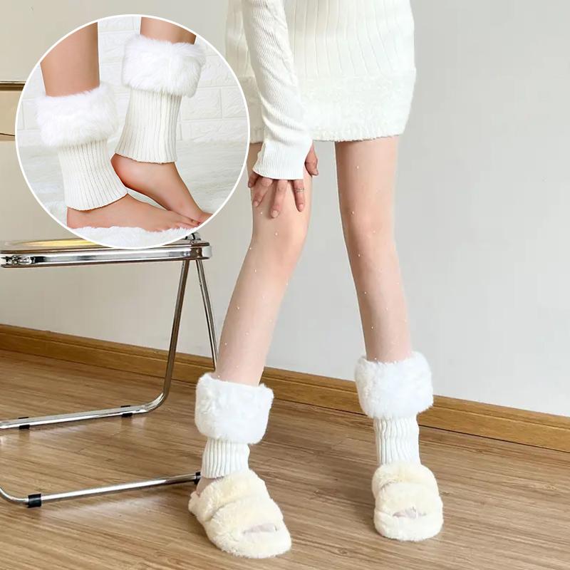 1 пара зимних нарядов элегантные аксессуары для одежды мягкая текстура гетры милый дизайн из искусственного плюша высокая эластичность черный/белый