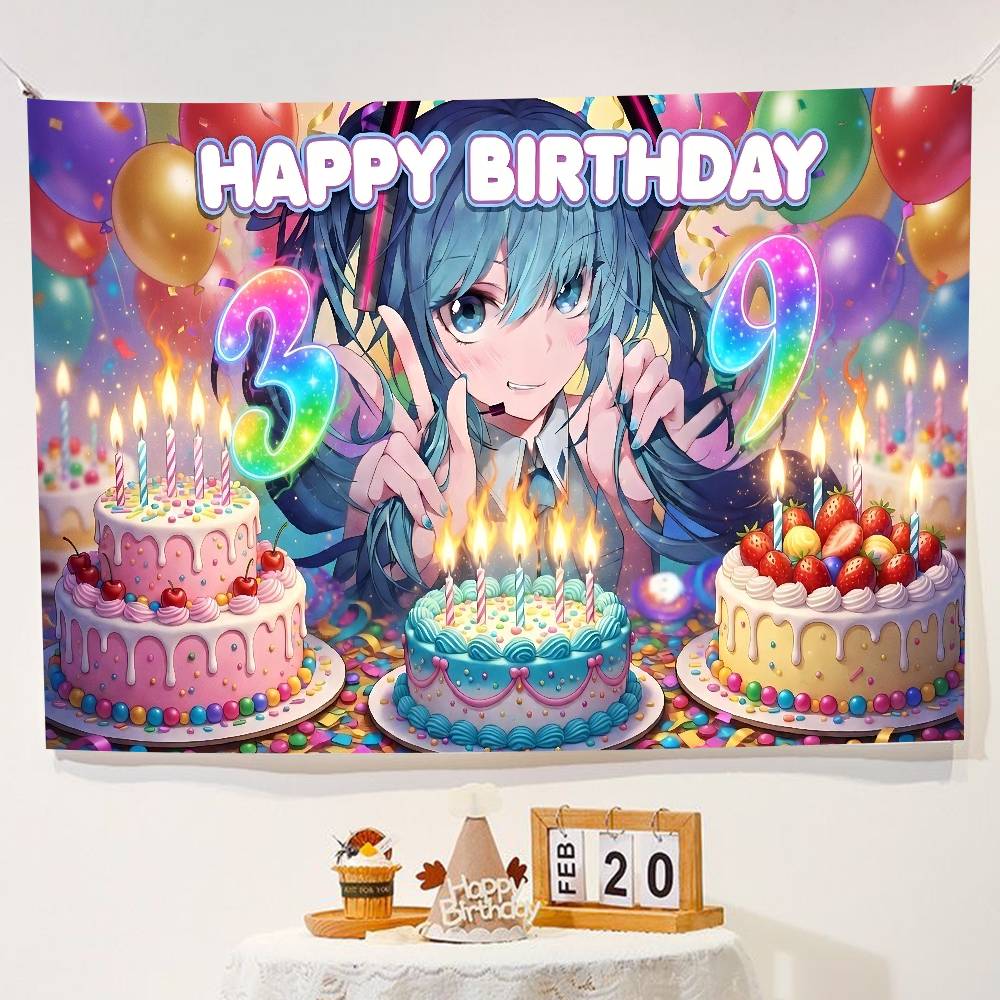 Anime Hatsune Miku Large Banner Planets Backdrop Birthday Party Decorations Tapestry Room Decor