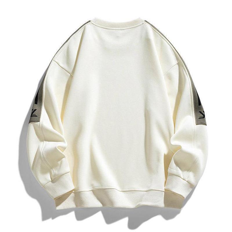 Весна и осень, большой мужской свободный круглый вырез, вышитая толстовка, модный мужской большой размер, цветная толстовка с блоками