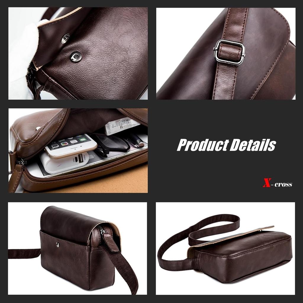 Small Leather Messenger Lightweight PU Shoulder Crossbody Horizontal Perfect for and Simple and Stylish Design with Zipper Perfect for or Body