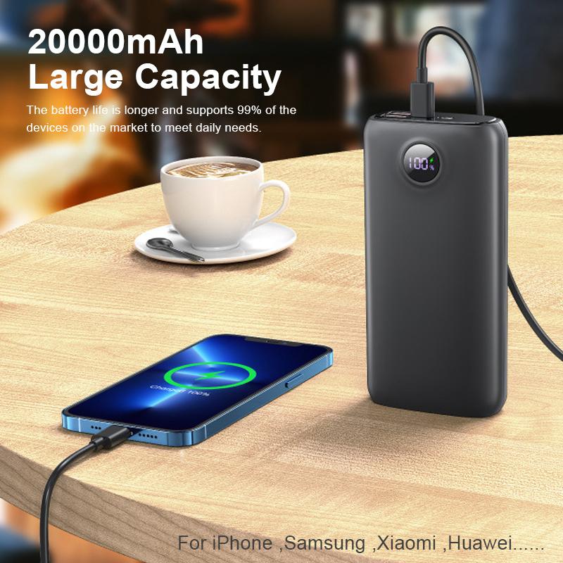 QGeeM Power Bank 20000mAh with 22.5W PD Fast Charging Powerbank Portable Battery Charger For iPhone 14 13 12 Pro Max Huawei SCP Charging Xiaomi