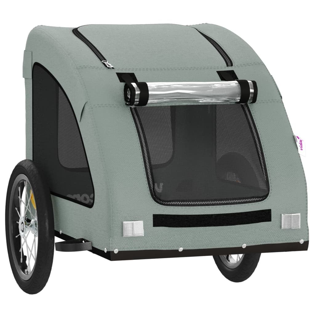 Bicycle Trailer for Dogs Gray Oxford Fabric and Iron