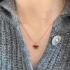 Trendy Red Heart Pendant Golden Necklace For Women Sweet Elegant Niche Design Party Jewelry Wedding Gifts