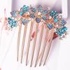 Металлический гребень для волос с семью зубцами и стразами и шпилька - корейский стиль