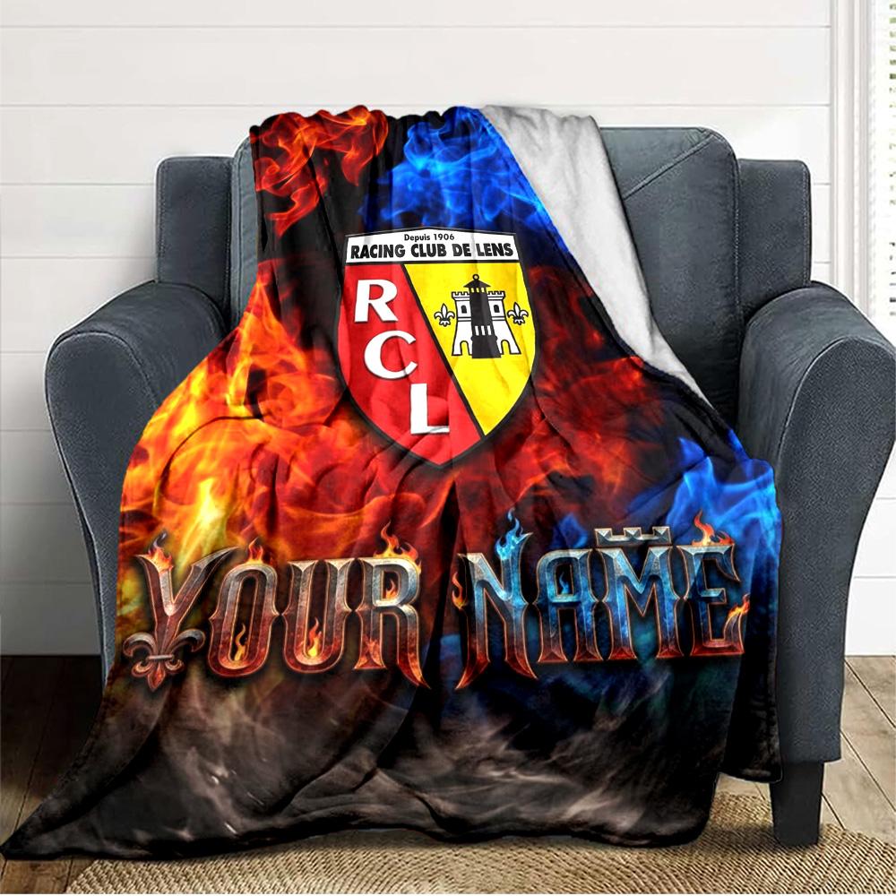 Name Custom RC Lens Logo Print Flannel Blanket High Quality Warm Comfortable Cover for All Seasons Perfect for Gifts Home Decor