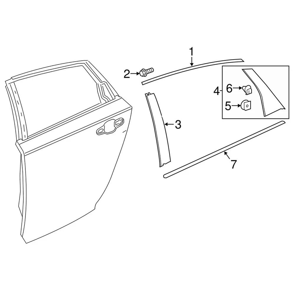 For 18-22 Honda Accord Black Gloss Left Rear Door Pillar Garnish (72761-TVA-A02)