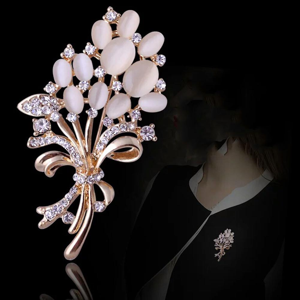 Модная брошь с цветком опала, булавка, аксессуары для одежды, подарок на день рождения, броши для женщин, брошь со стразами, булавка