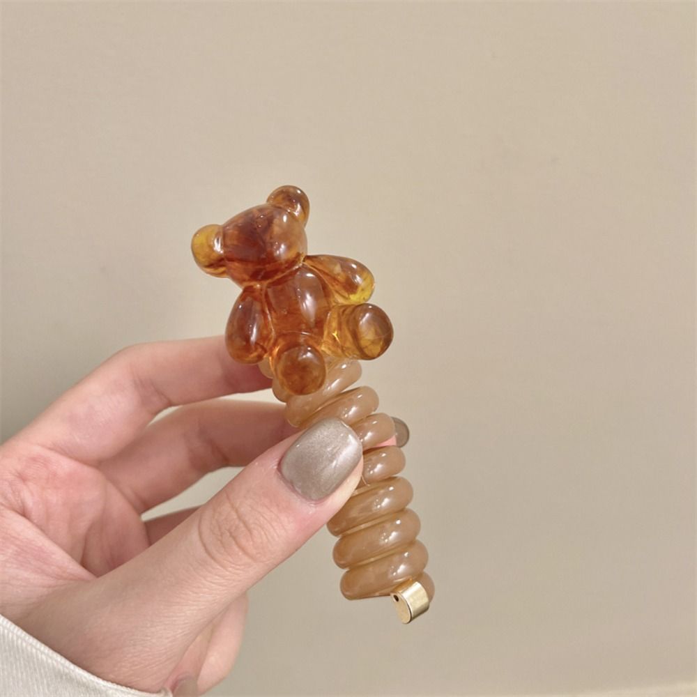 Little Bear Hair Ring Cute Telephone Cord Hair Ring High Quality Hair Rope  For Girl