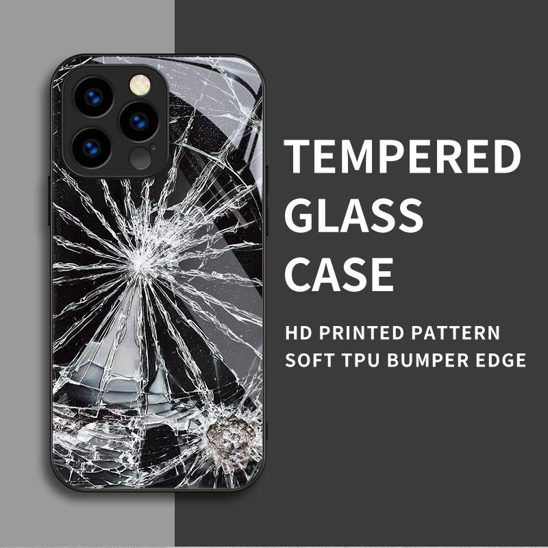 Закаленный стеклянный корпус с рисунком в виде треснувших стекол, защитный чехол, мягкий чехол из ТПУ для Xiaomi Redmi