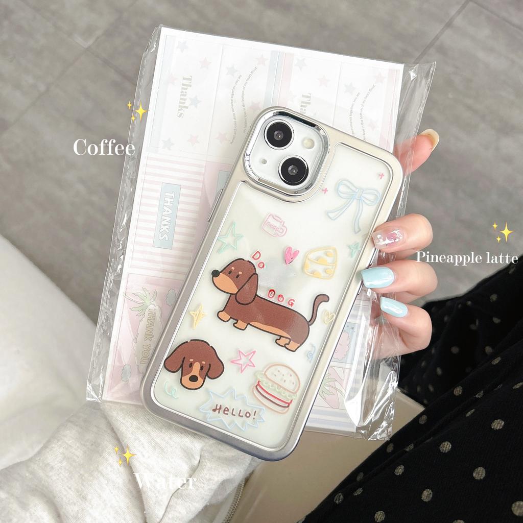 For iPhone 15 Case Silver Edge Pattern Design PC+TPU Phone Cover