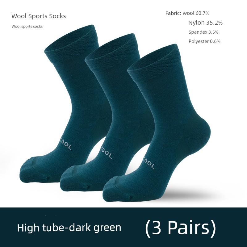 Wrels Sports Socks, All-Season Wool Warm Running Socks, Mid-High Thickened Breathable Outdoor Hiking Socks for Men and Women