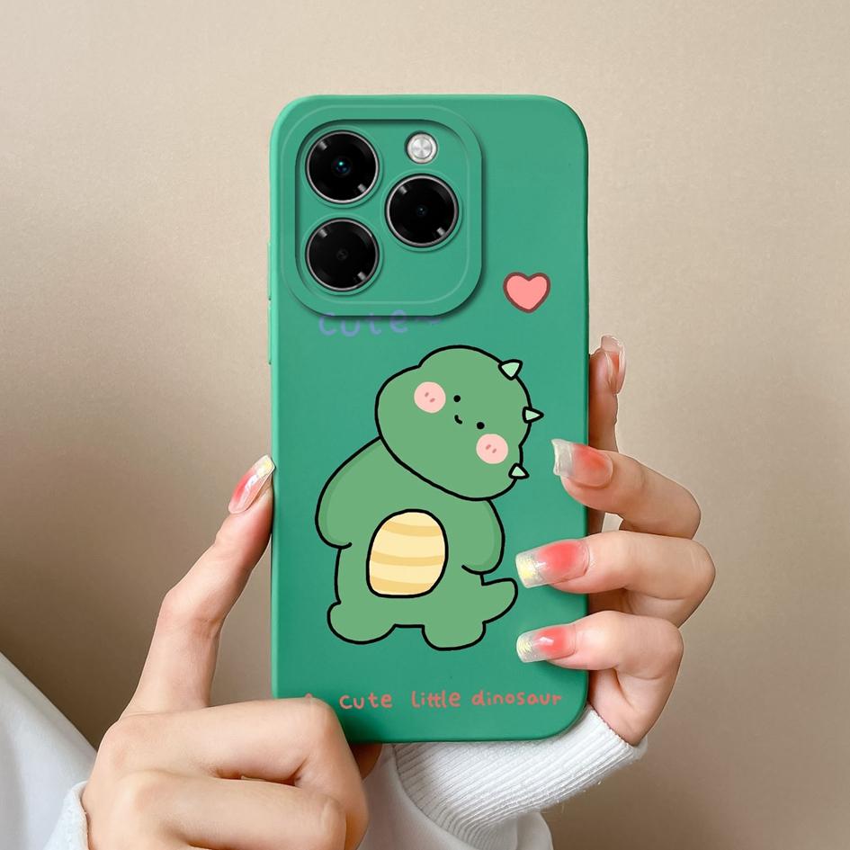 For Infinix Note 40X Zero 40 Hot 50 50i Pro Plus Smart 9 5G 4G Phone Cases Popular Cartoon Dinosaur Cute Style Liquid Silicone Covers For Infinix Capa