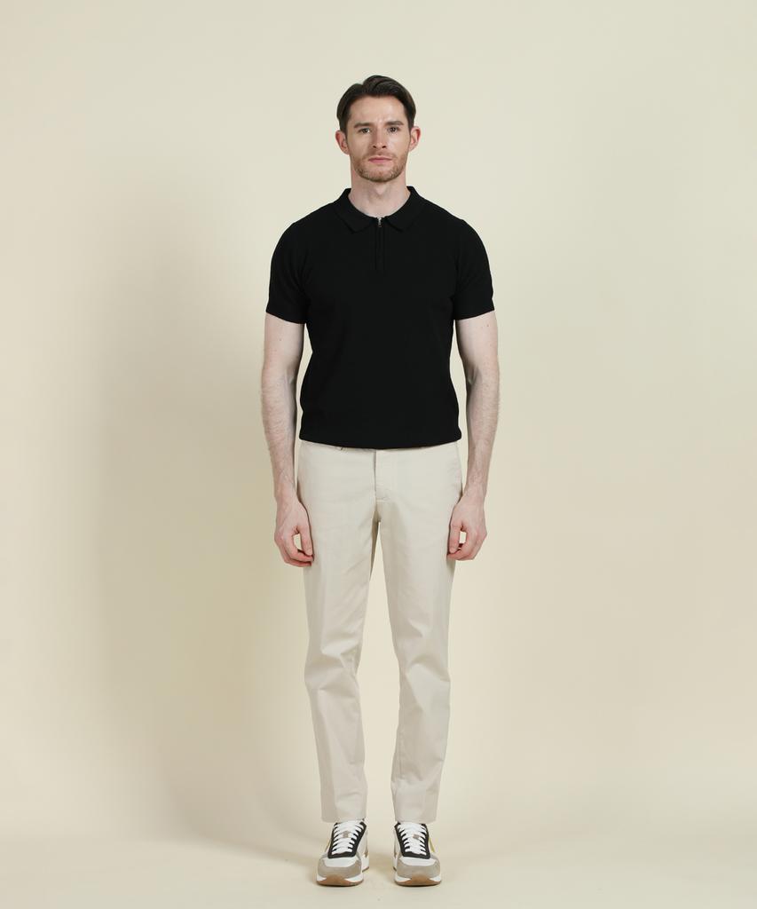 PANICALE Beige Micro Texture Slim Fit Chino Pants