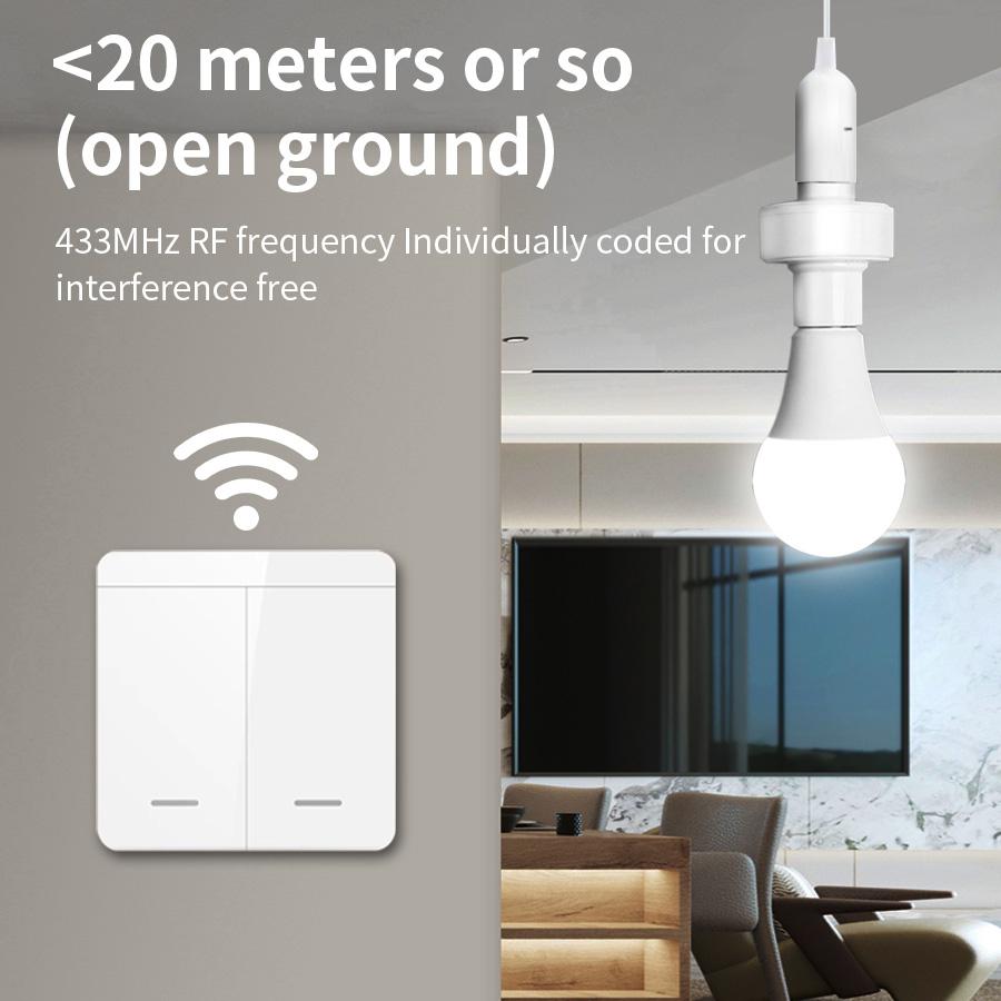 Smart Remote Control Light Bulb Holder RF 433Mhz Remote Control Led Bulb Holder E27 E26 Base Socket AC 85-265V Wireless Wall Sw