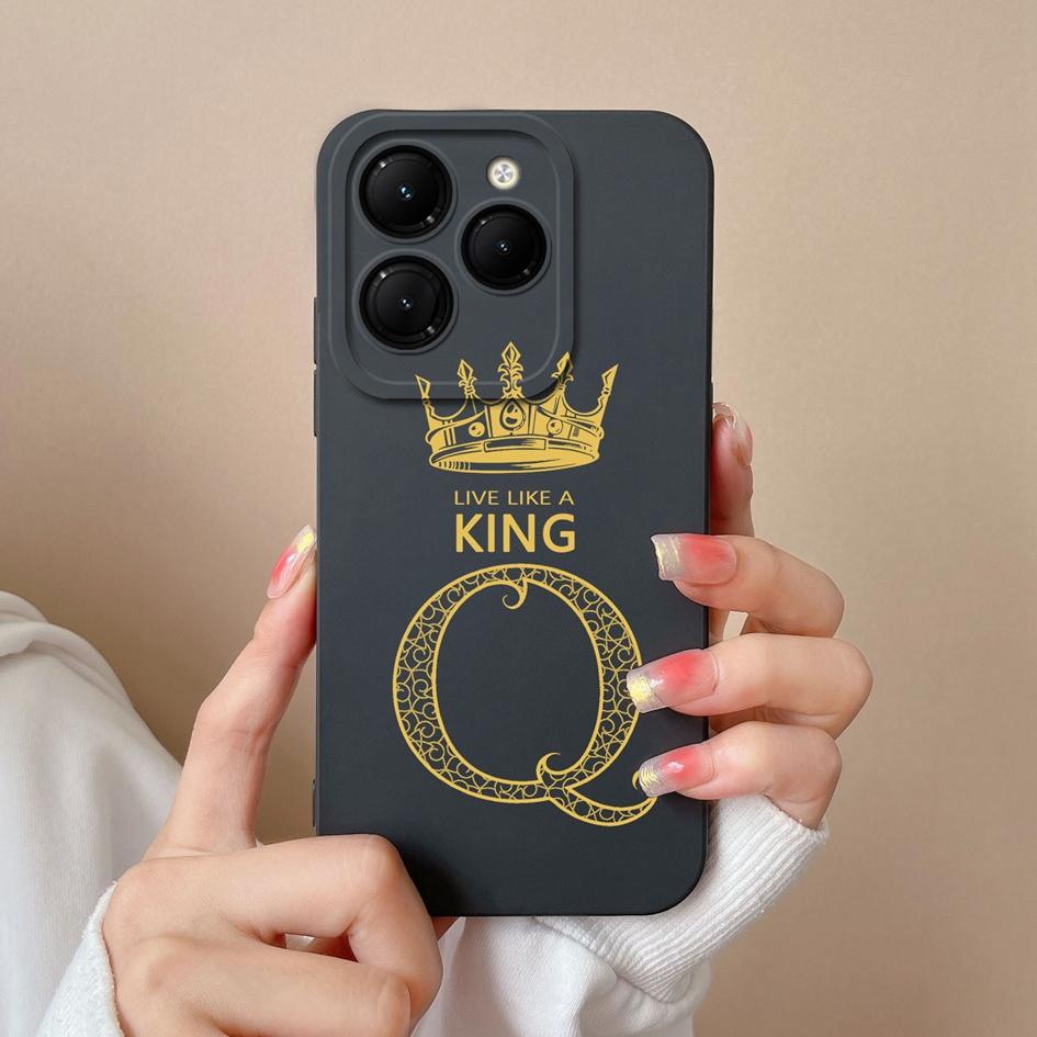 Для Infinix Smart 8 Zero 30 Note 40 4G Hot 40 GT 20 Pro Itel S24 Чехол для телефона Бампер с защитой от падения Силиконовый мягкий чехол Модная Корона Король Буквы Матовая Капа