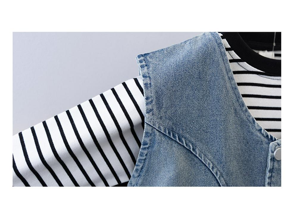 Детский джинсовый жилет, комплект из трех предметов для весны/осени - Модная детская верхняя одежда 2025