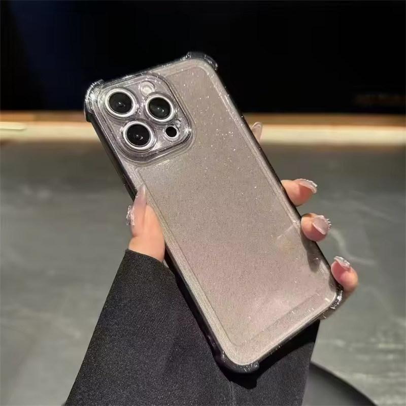 Luxury Glitter Bling Transparent Silicone Case for iPhone 16 15 14 13 12 11 Pro Max Plus X XR XSMax 16E Plating Airbag Shockproof TPU Cover
