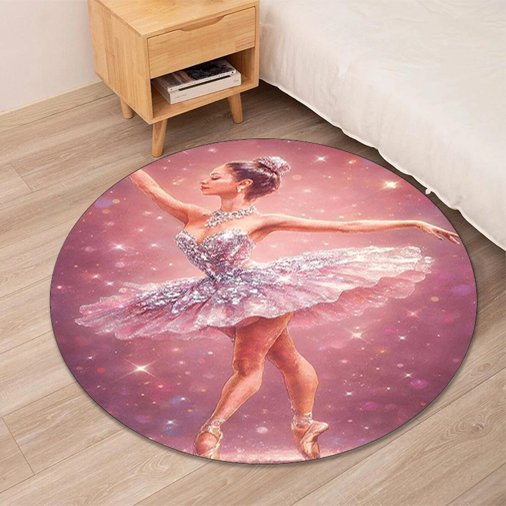 ballet Printed Round Rug Carpet Chair Rug Area Rug Entryway Doormats,for Office Chair Living Room Bedroom Kitchen Room.