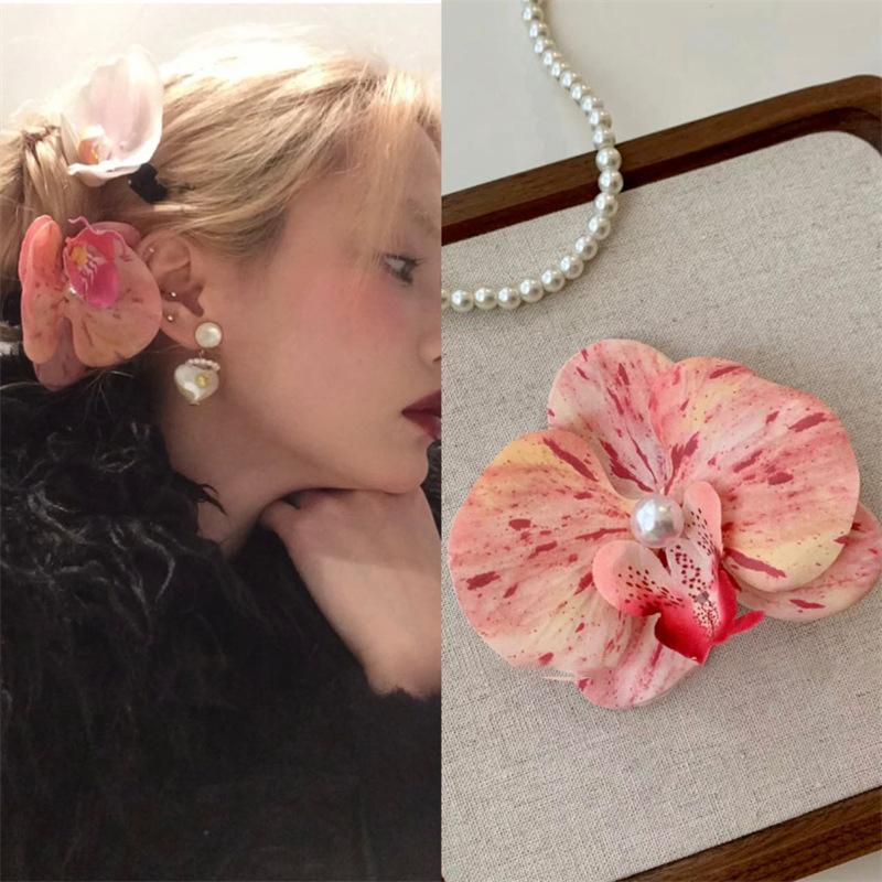 Заколка для волос в виде орхидеи для женщин, искусственные заколки для волос из цветов, симпатичные свадебные аксессуары для волос на боку, подарки