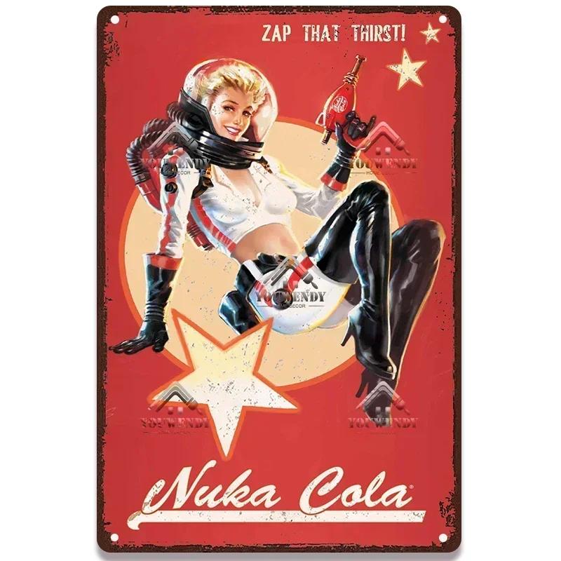 Металлическая табличка с постерами напитка Nuka Cola - Идеальный декор для стены паба, игровых зон, ретро-игровой тематики, металлическое искусство